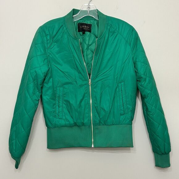 INSO Collections Bomber Jacket Womens Small Green Full zip pockets Casual - Picture 1 of 10